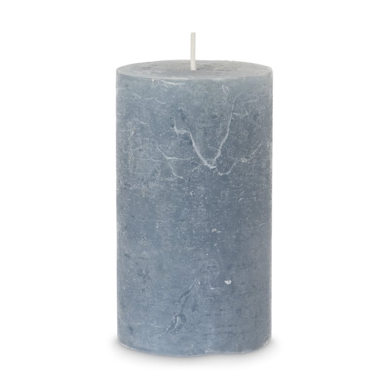 Kaars rustiek - steenblauw - 7x12 cm 