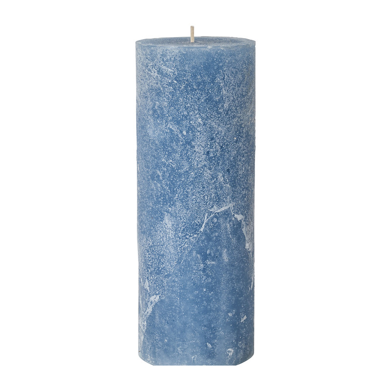 Kaars rustiek - steenblauw - 7x18 cm