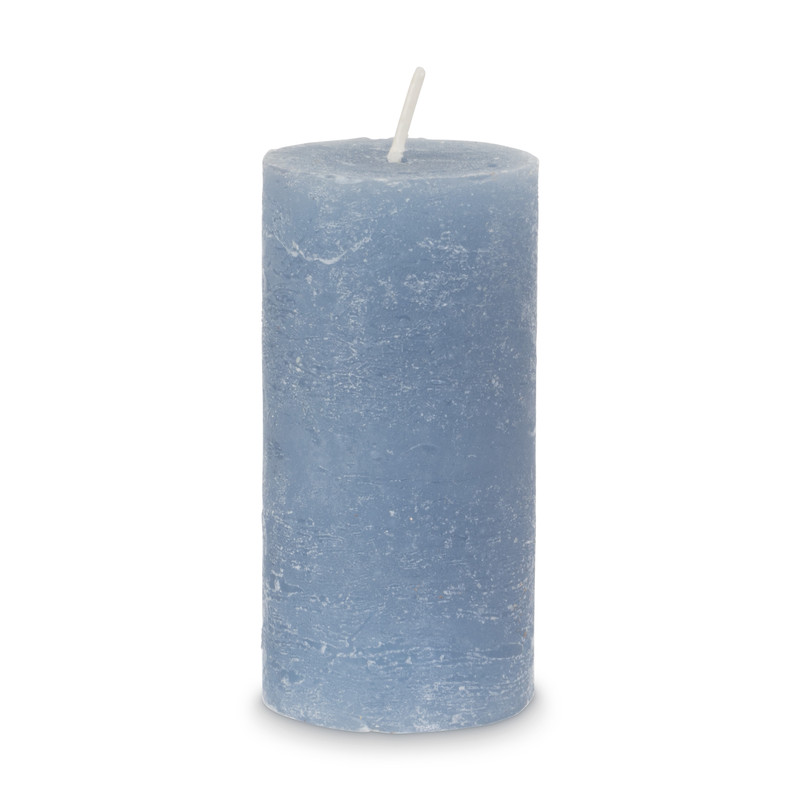 Kaars rustiek - steenblauw - 5x10 cm