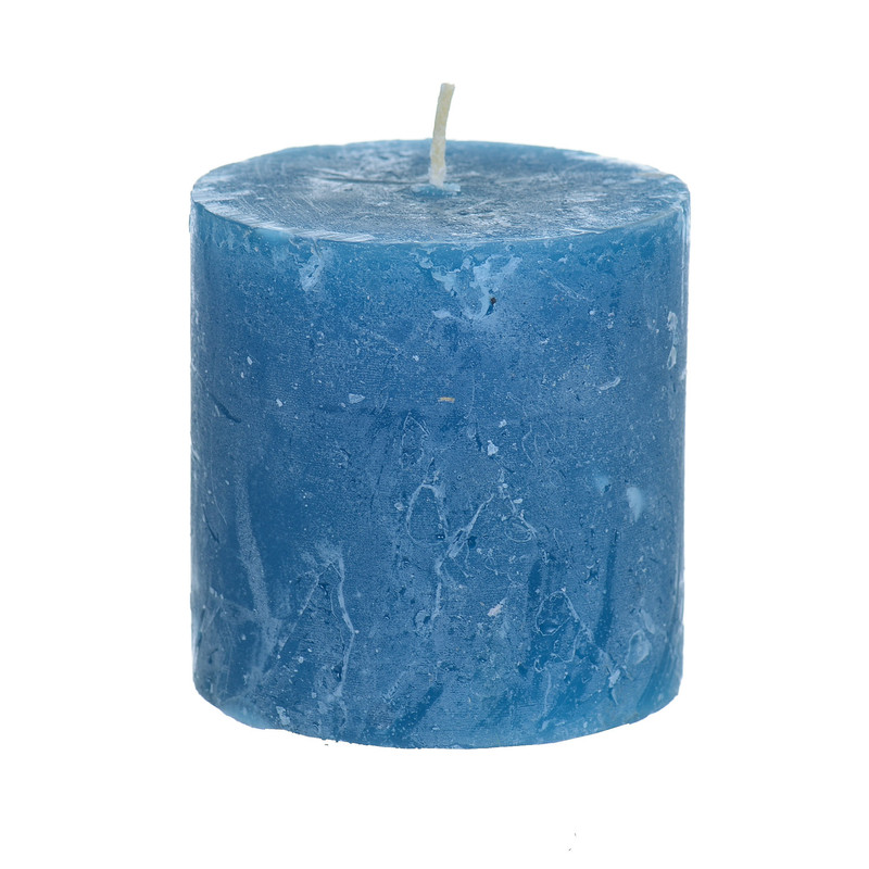 Kaars rustiek - donkerblauw - ø7x7 cm