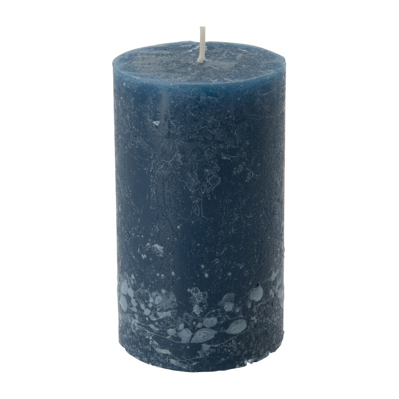 Kaars rustiek - donkerblauw - ⌀7x12 cm 