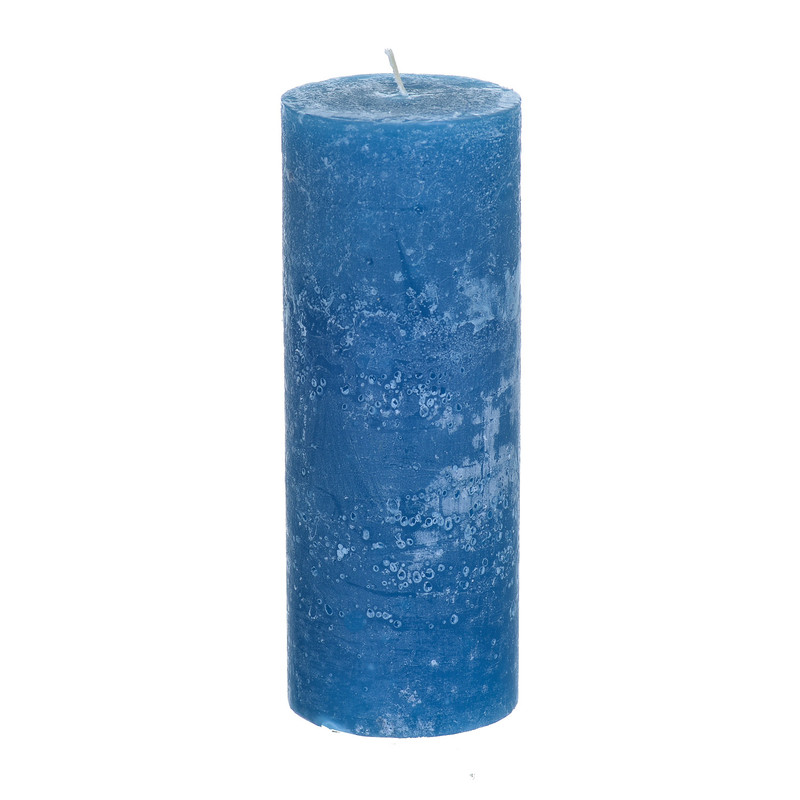 Kaars rustiek - donkerblauw - ø7x18 cm