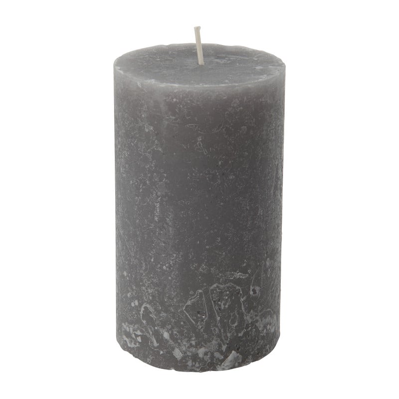 Kaars rustiek - grijs - 7x12 cm
