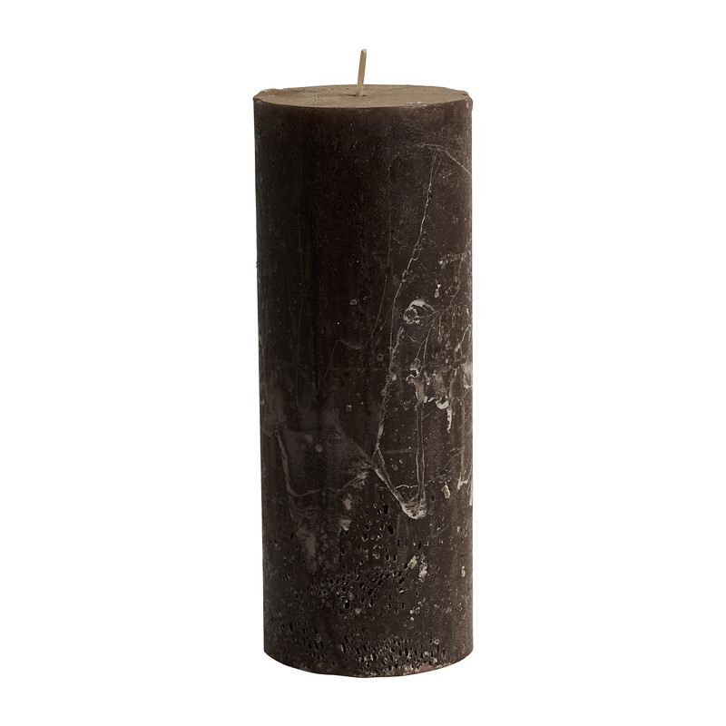 Kaars rustiek - bruin - ø7x18 cm