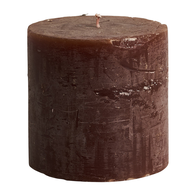 Kaars rustiek - bruin - 10x10 cm