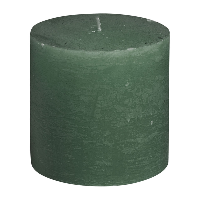 Kaars rustiek -  donkergroen - ø7x7 cm 