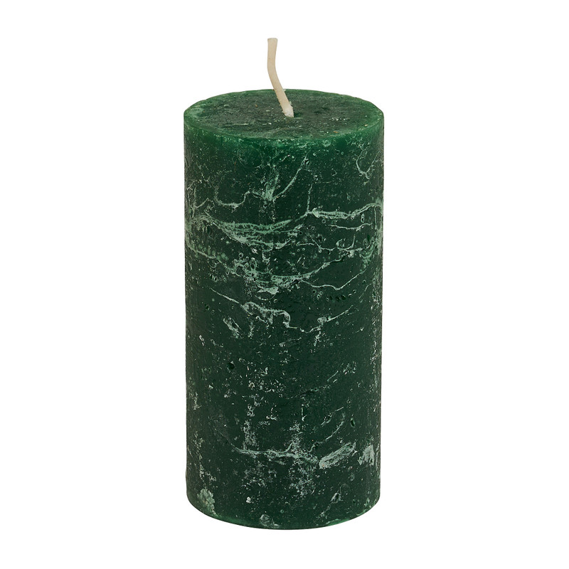 Kaars rustiek -  donkergroen - ø5x10 cm 