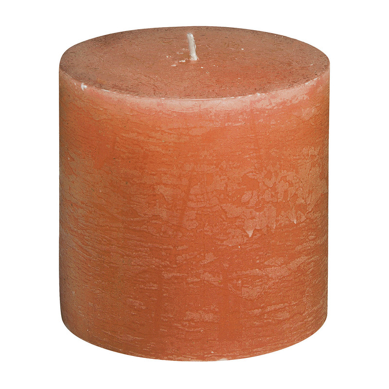 Rustiek kaars -  oranje - 7x7 cm 
