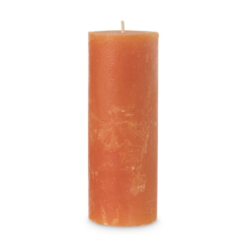 Rustiek kaars -  oranje - 7x18 cm