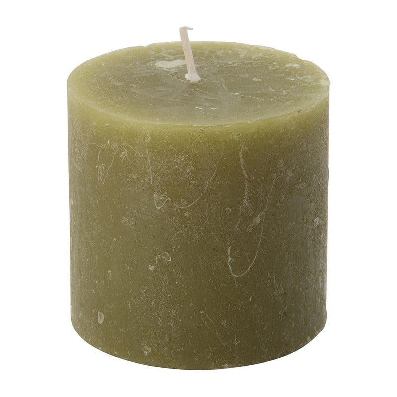 Kaars rustiek - mosgroen - ø7x7 cm