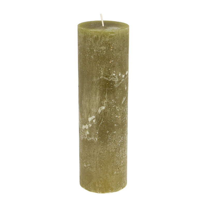 Kaars rustiek XL - mosgroen - ø7x23 cm