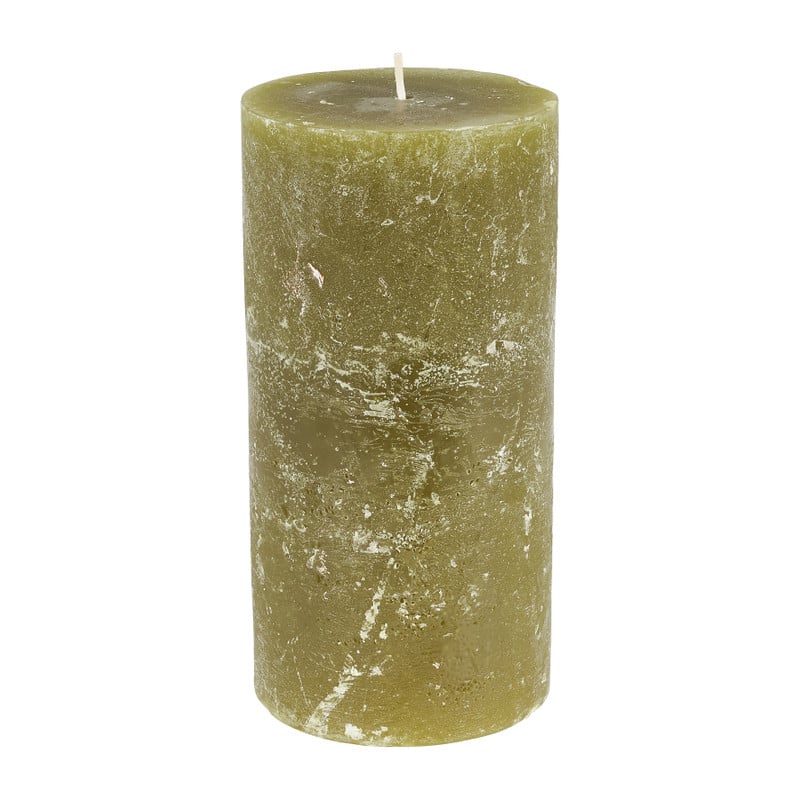 Kaars rustiek XXL - mosgroen - ø10x20 cm
