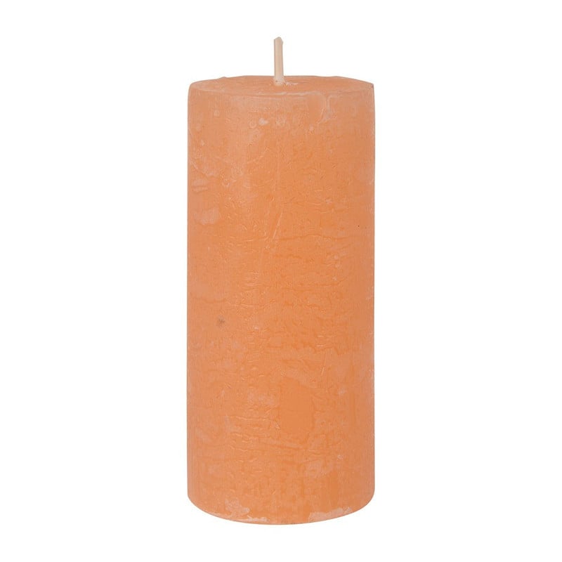 Kaars rustiek - oranje - 10x4.5 cm