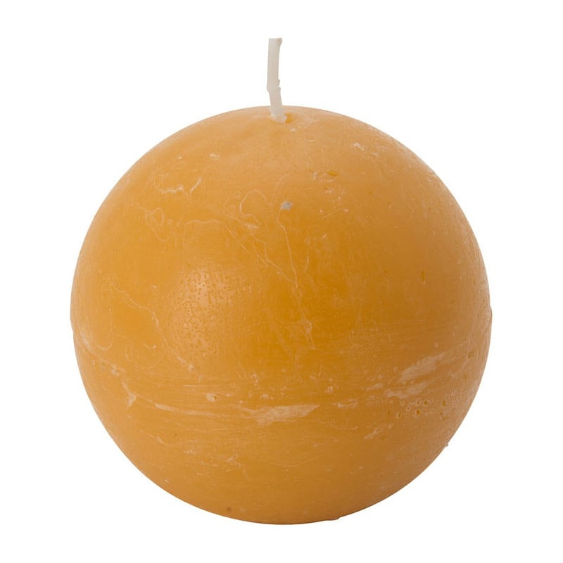 Kaars rustiek - okergeel - 8x8 cm