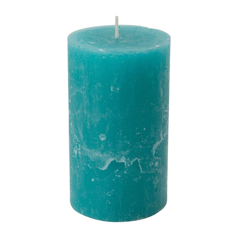Kaars rustiek - blauw/groen - 7x12 cm