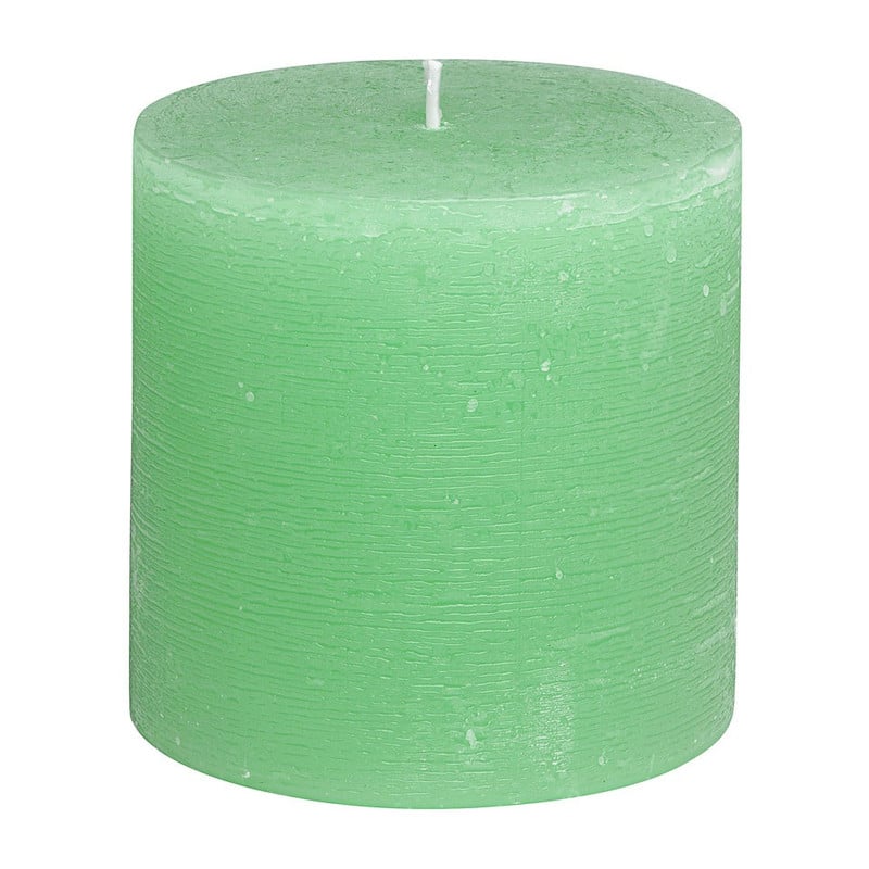 Kaars rustiek - groen - 7x7 cm