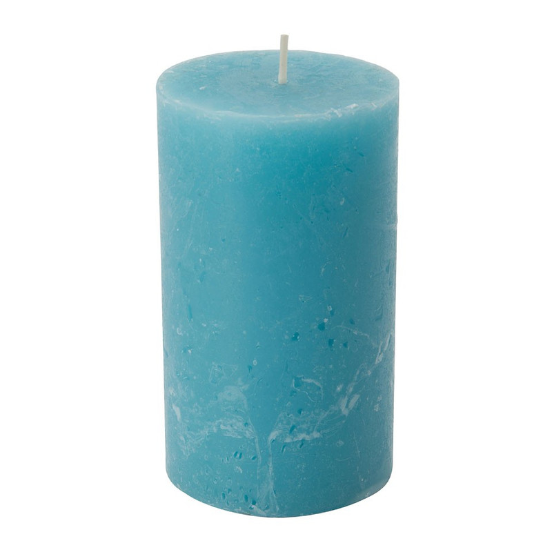 Kaars rustiek - turquoise - 7x12 cm