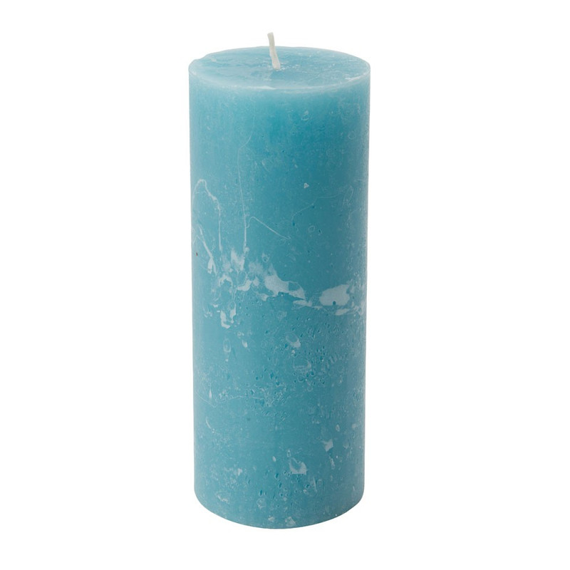 Kaars rustiek - turquoise - 7x18 cm