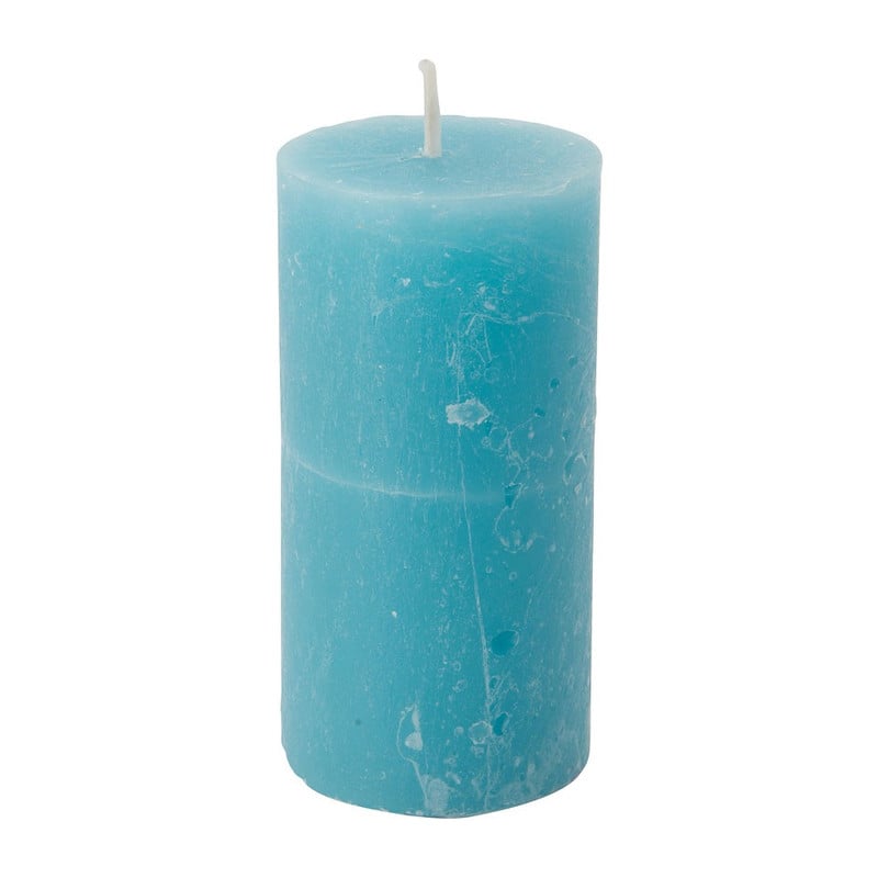 Kaars rustiek - turquoise - 5x10 cm