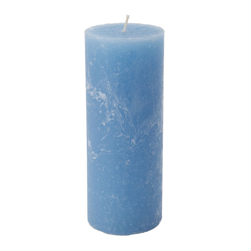Kaars rustiek - lichtblauw - 7x18 cm