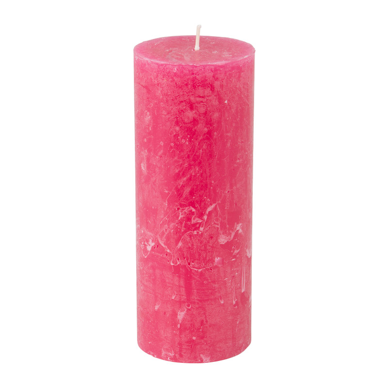 Kaars rustiek - fuchsia - 7x18 cm