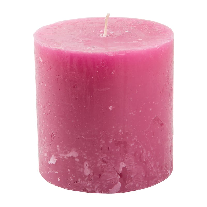 Kaars rustiek - fuchsia - 10x10 cm