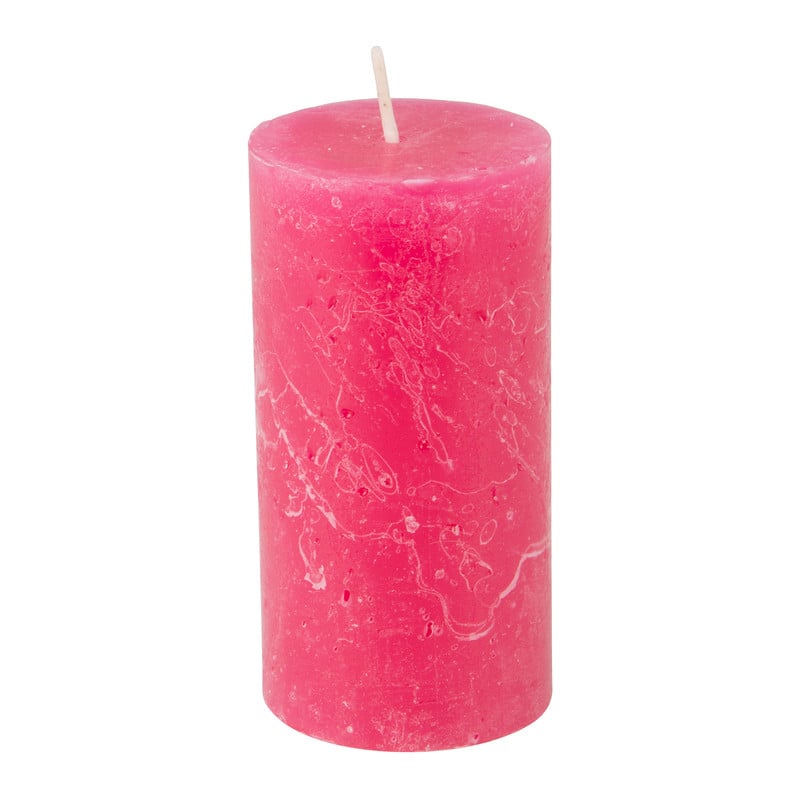Kaars rustiek - fuchsia - 5x10 cm