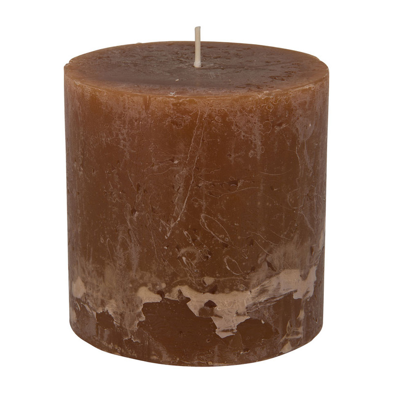 Kaars rustiek cognac - 10 x 10 cm - 90 branduren
