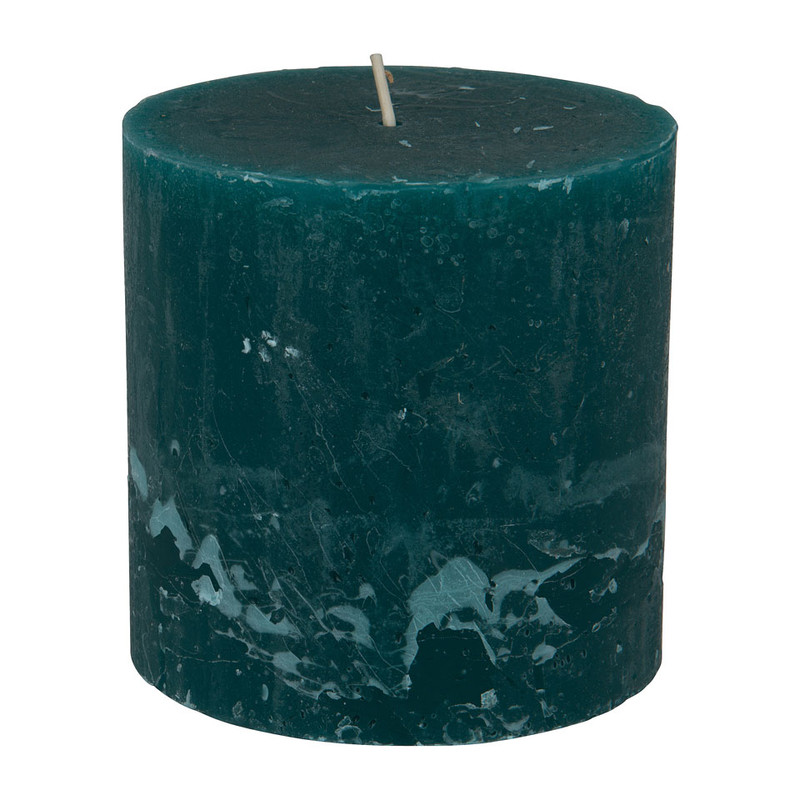 Kaars rustiek - petrol - ø10x10 cm