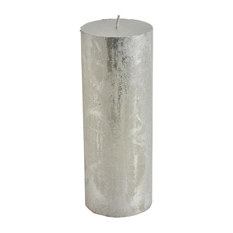 Kaars rustiek - zilver - 7x18 cm