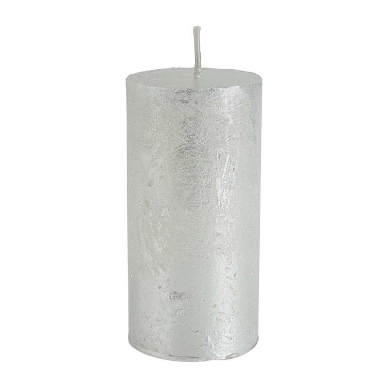 Kaars rustiek - zilver - 5x10 cm 