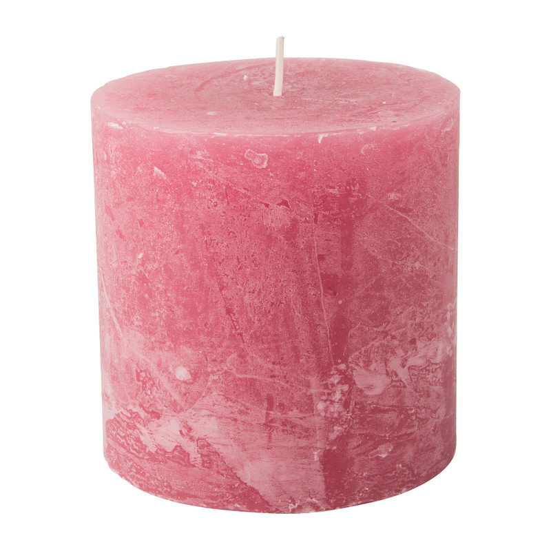 Kaars rustiek - roze - 10x10 cm