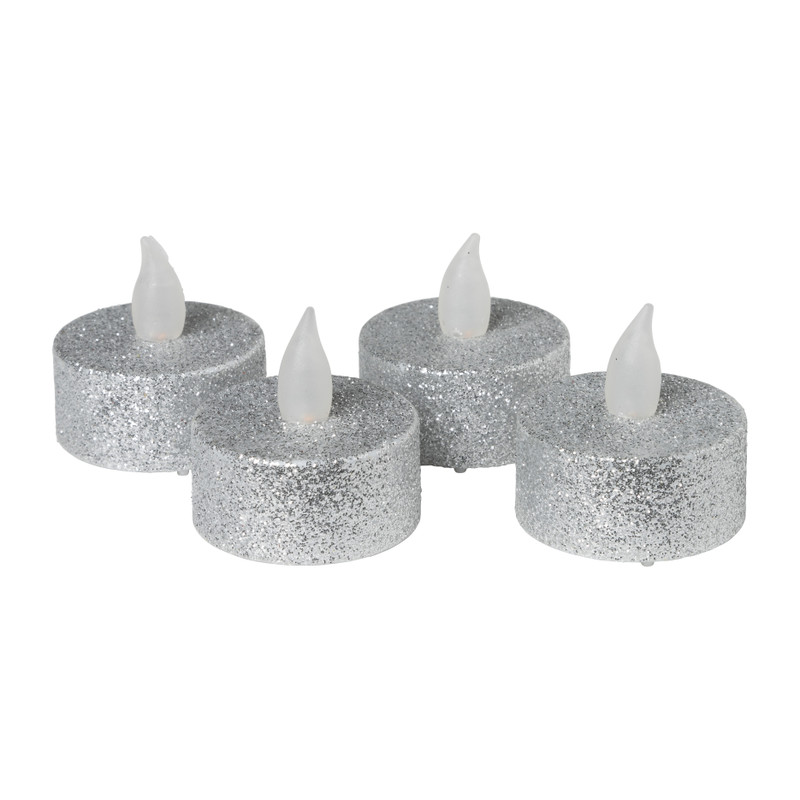 LED waxinelichten - zilver - set van 4