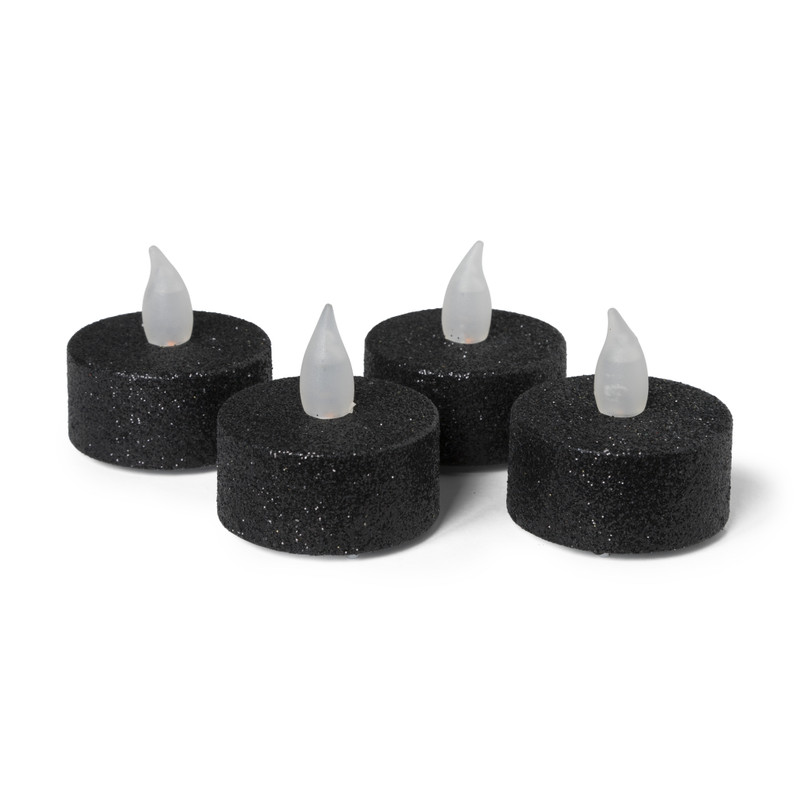 LED waxinelichten - zwart - set van 4