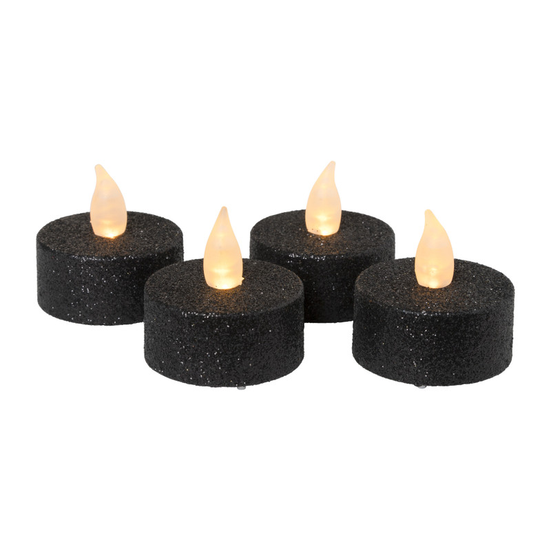 LED waxinelichten - zwart - set van 4