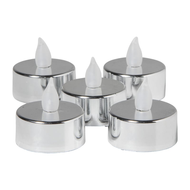LED waxinelichten - zilver - set van 5
