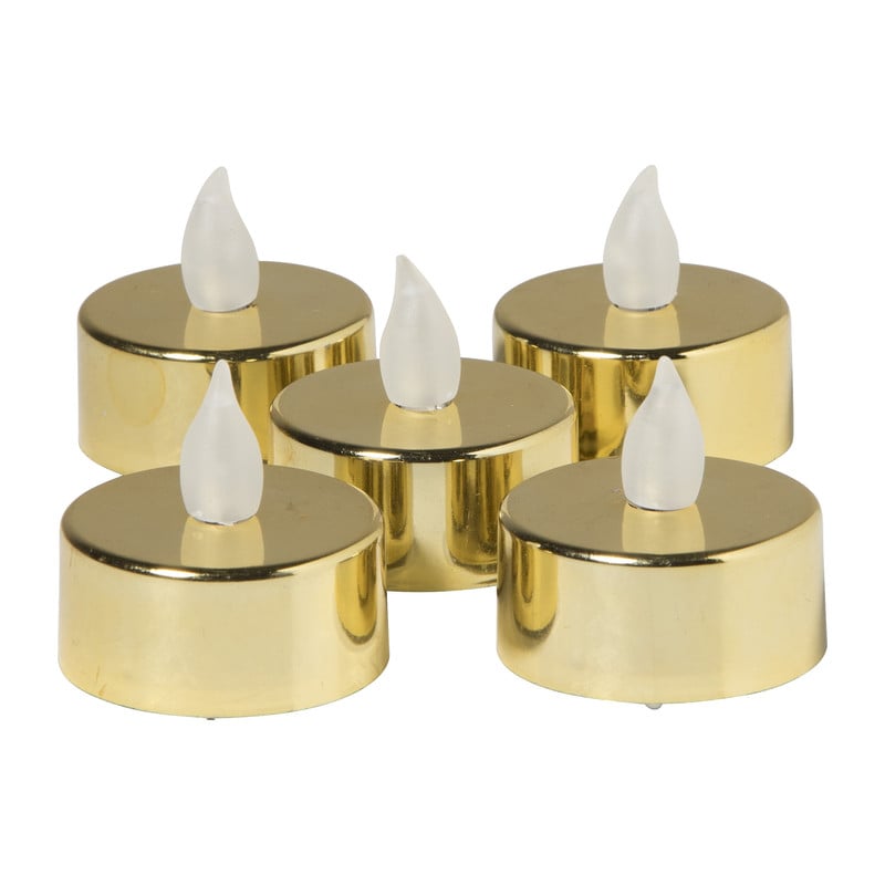 LED waxinelichten - goud - set van 5