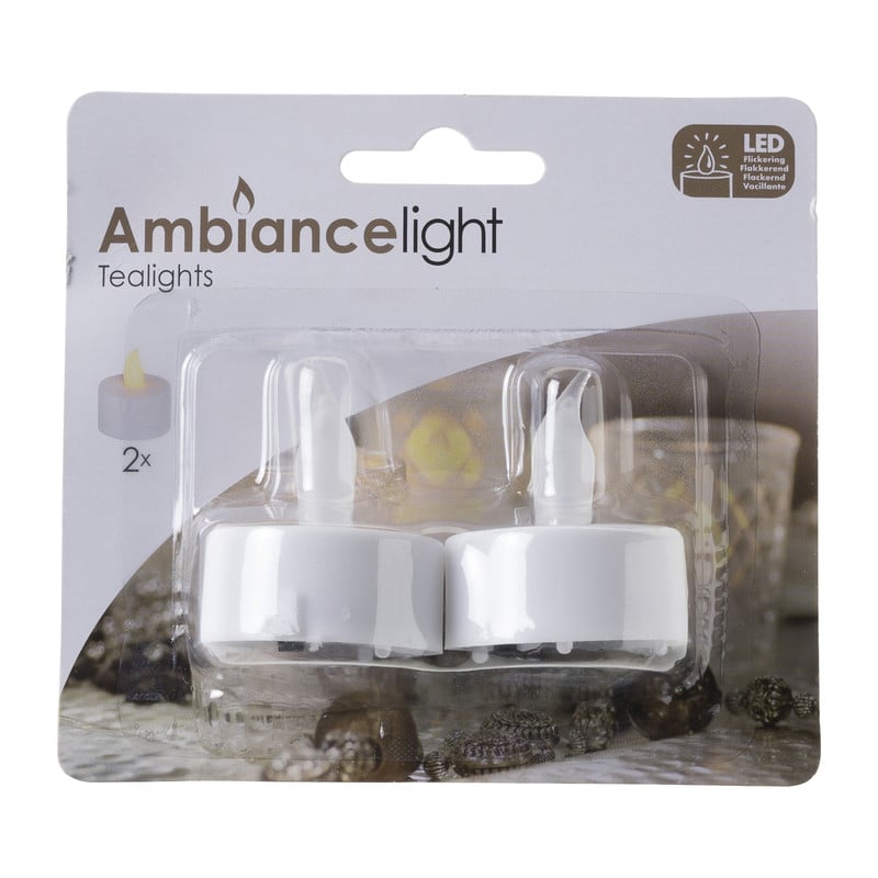 LED waxinelichten - wit - set van 2 - 12x4x10 cm