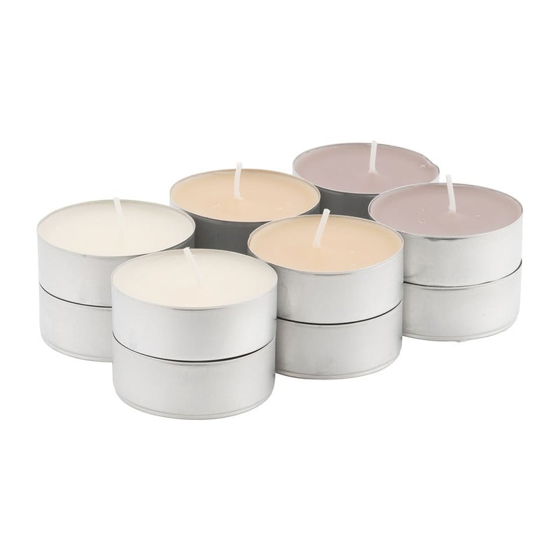 Maxi-theelichten vanille - 9 branduren - 12 stuks