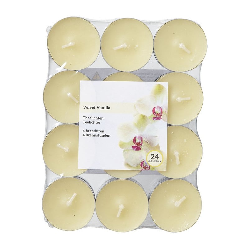 Theelichten velvet vanille - 24 stuks