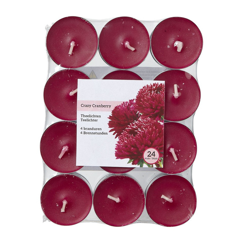 Theelichten crazy cranberry - 24 stuks