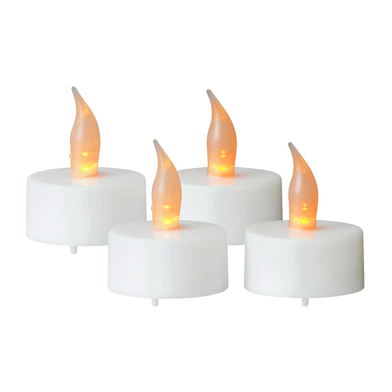 LED theelichten met timer - wit - 4 stuks