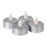 Glitter LED theelicht - zilverkleurig - 4 stuks