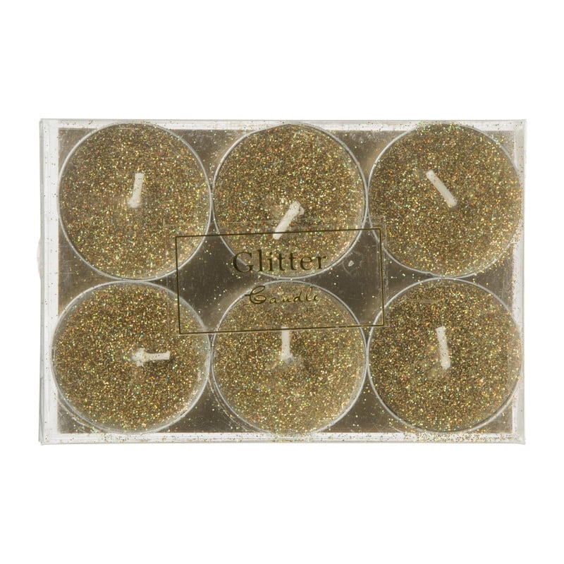 Theelichten glitter - goud - set van 6