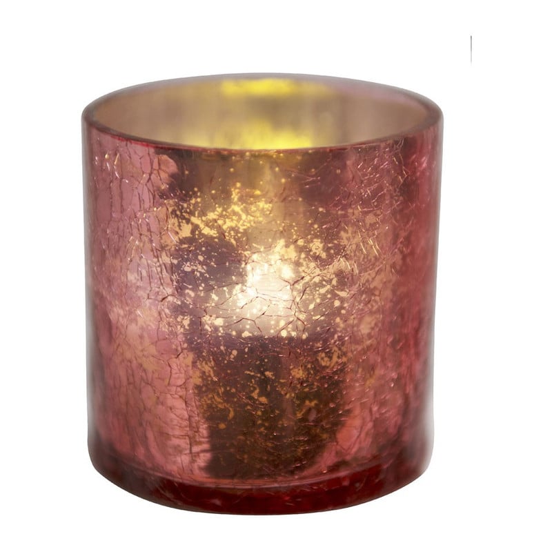 LED-kaars in glas - roze - 7.5x8 cm