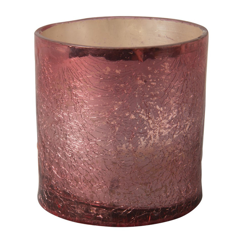 LED-kaars in glas - roze - 7.5x8 cm