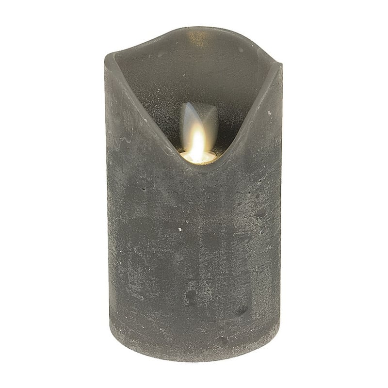 LEDkaars met bewegende vlam - grijs - 7.5x12 cm