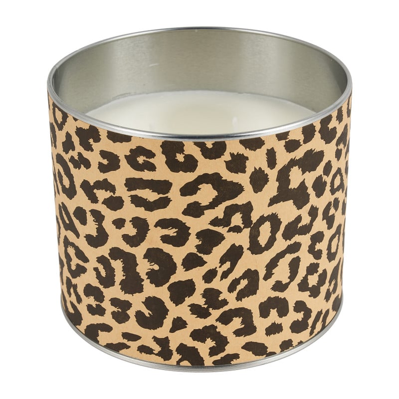 Geurkaars in blik - cheetah - ø12 cm 
