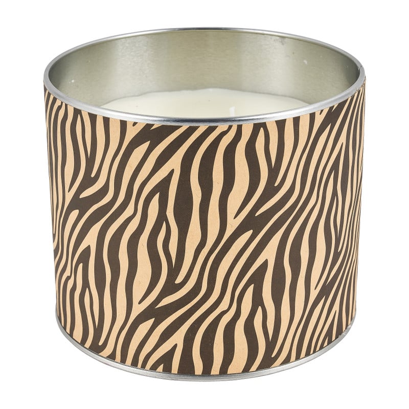 Geurkaars in blik - zebra - ø12 cm