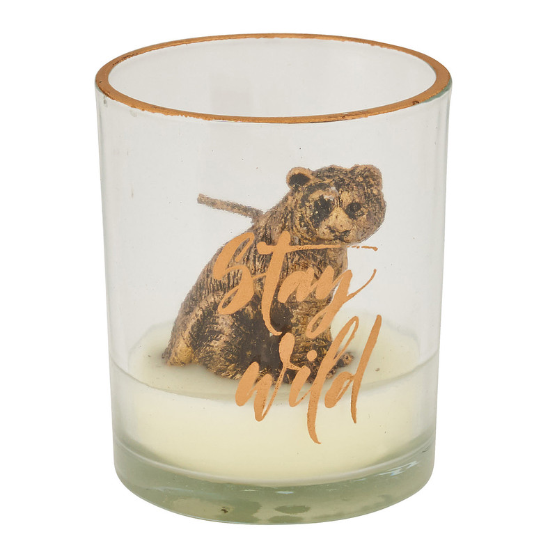Cheetahkaars in glas - Ø6xH7 cm